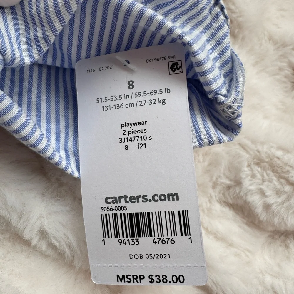 Carter's Blue Striped Casual Kids Dress - Picture 4 of 8